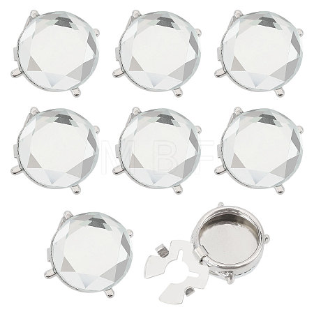 8Pcs Brass Rhinestone Cufflinks BUTT-GL0001-08B-1