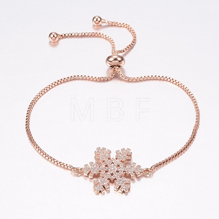 Adjustable Brass Micro Pave Cubic Zirconia Bolo Bracelets BJEW-J180-11RG-1
