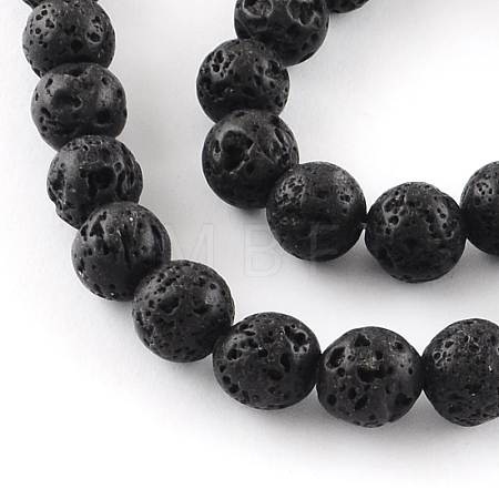 Dyed Natural Lava Rock Gemstone Round Bead Strands X-G-R293-05-1
