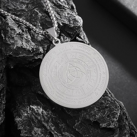 Alloy Gothic Witch Irish Knot Magic Zodia Magic Circle Pendant Necklaces for Men WG0D1B4-03-1