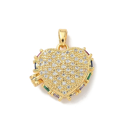 Brass Micro Pave Cubic Zirconia Locket Pendants KK-F905-05G-02-1
