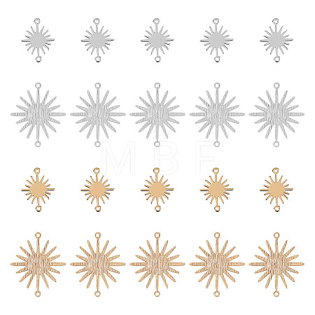 32Pcs 4 Styles Brass Solar Eclipse Links Connectors KK-DR0001-10-1