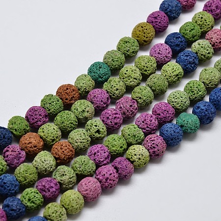 Natural Lava Rock Round Bead Strands G-I124-6mm-07-1