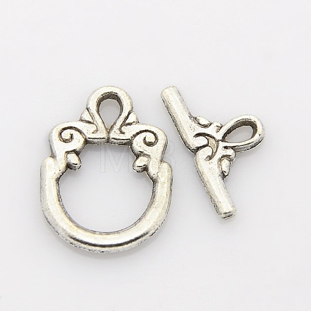 Tibetan Style Alloy Ring Toggle Clasps PALLOY-J471-24AS-1