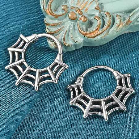 Spider Web 316 Surgical Stainless Steel Hoop Earrings EJEW-G416-40AS-1