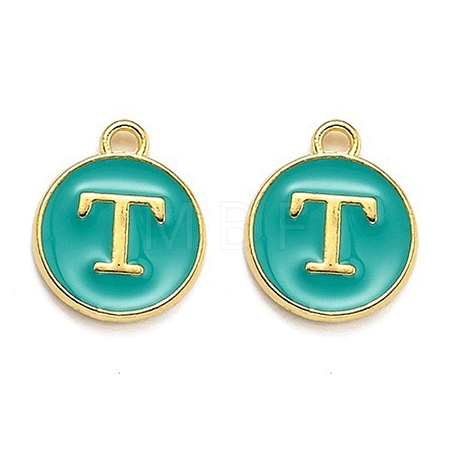 Golden Plated Alloy Enamel Charms X-ENAM-Q437-15T-1