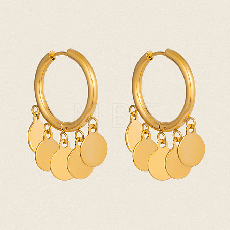 304 Stainless Steel Hoop Dangle Earrings for Women RN4149-1-1