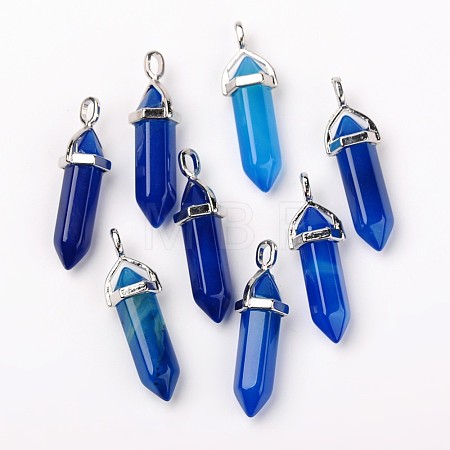 Natural Agate Double Terminated Pointed Pendants X-G-F295-05G-1