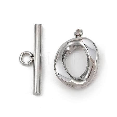 Oval 304 Stainless Steel Toggle Clasps STAS-L022-537P-1