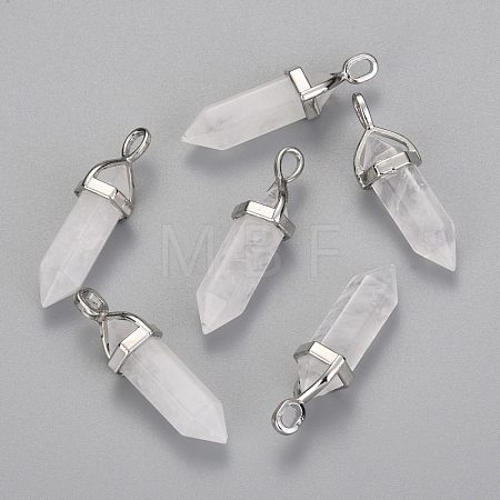 Natural Quartz Crystal Double Terminated Pointed Pendants G-F295-04G-1