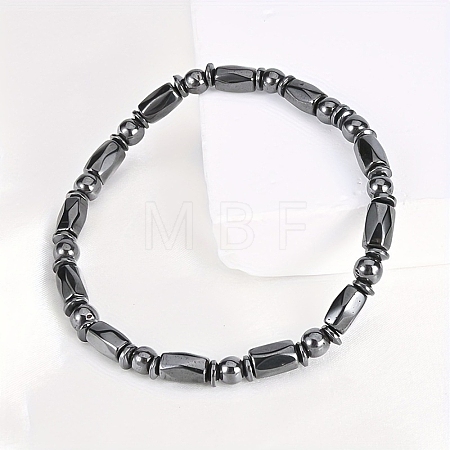 Great Valentines Day Ideas for Boyfriend Non-Elastic Magnetic Hematite Beads Stretch Bracelets BJEW-M066-15-1-1