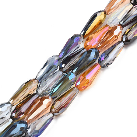 Electroplate Transparent Glass Beads Strands EGLA-Q026-014-1