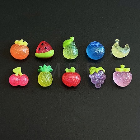 Transparent Glitter Resin Cabochons CRES-I050-05-1