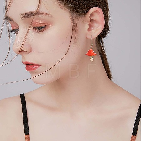 Enamel Mushroom Dangle Stud Earrings JE987C-1