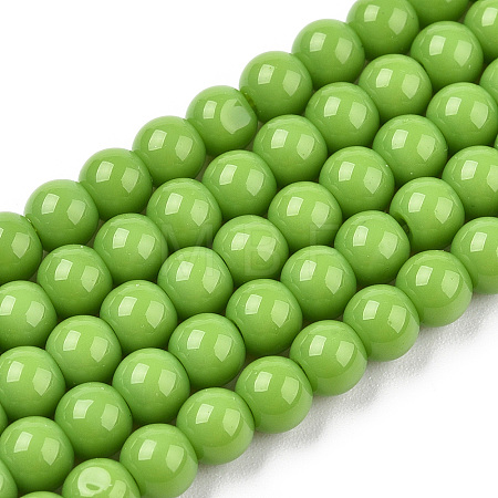 Opaque Solid Color Glass Beads Strands X-GLAA-T032-P10mm-06-1