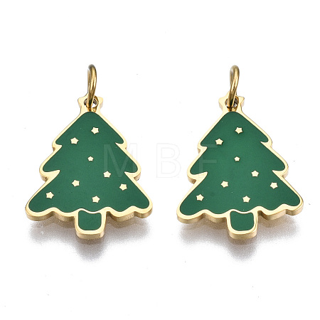 316 Surgical Stainless Steel Enamel Pendants STAS-S116-338G-1