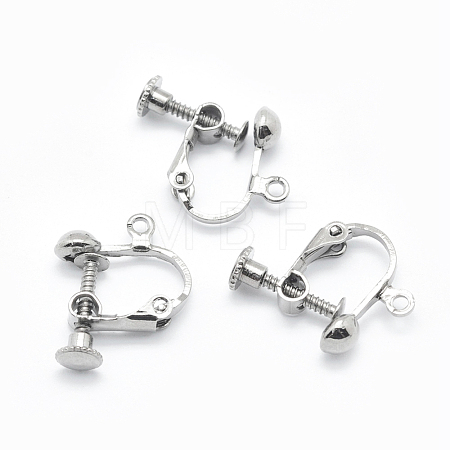 Brass Screw On Clip-on Earring Findings X-KK-L164-01P-1