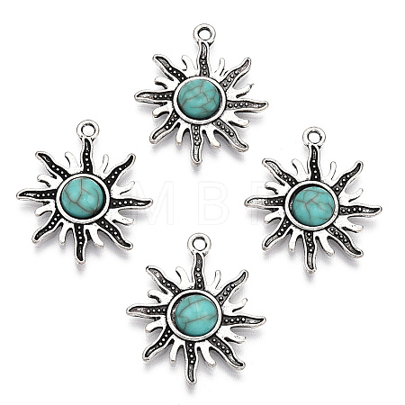 Synthetic Turquoise Pendants PALLOY-TAC0044-53AS-1