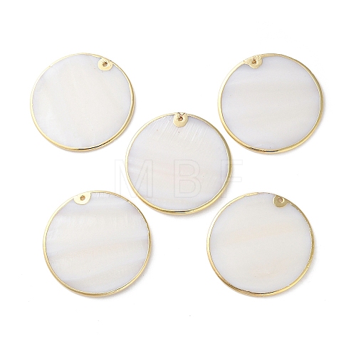 Natural Freshwater Shell Disc Pendants SSHEL-B002-03B-02-1