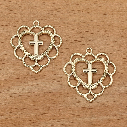 Hollow Heart Cross Alloy  Pendants PW-WGAFC42-04-1