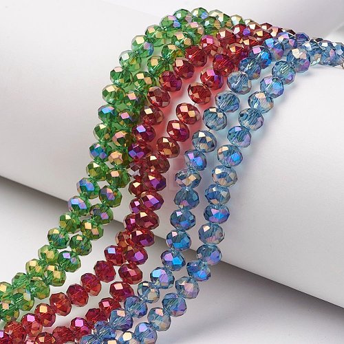 Electroplate Transparent Glass Beads Strands EGLA-A034-T6mm-F-1