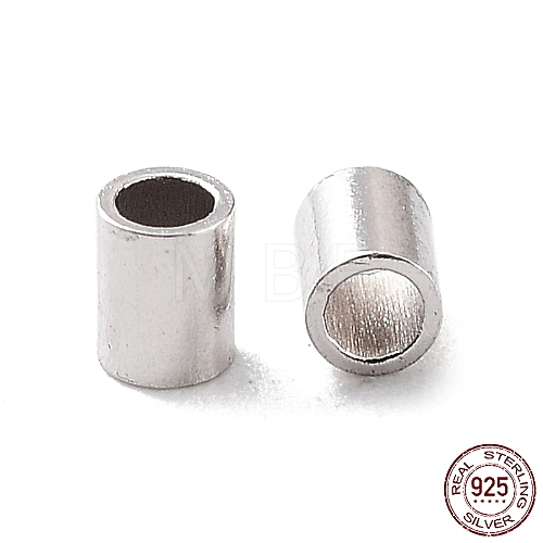 Anti-Tarnish Rhodium Plated 925 Sterling Silver Spacer Tube Beads STER-Z006-01C-P-1