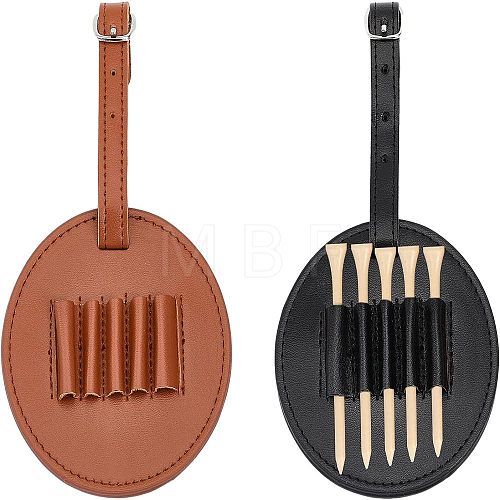 2Pcs 2 Colors Imitation Leather Golf Tees Storage Bags AJEW-CA0003-31-1