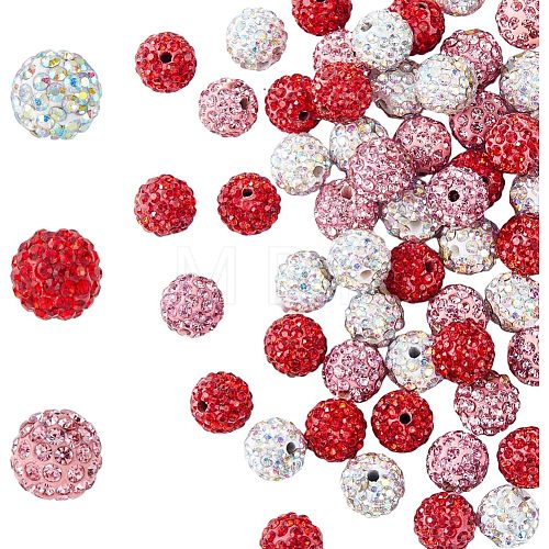 90Pcs 3 Colors Polymer Clay Rhinestone Beads RB-HY0001-02-1