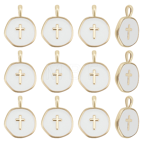 AHADERMAKER 12Pcs Brass Enamel Pendants KK-GA0001-41-1