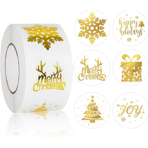 Christmas Theme Adhesive Roll Sticker Labels DIY-S001-07B-1