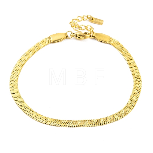 Ion Plating(IP) 304 Stainless Steel Herringbone Chain Bracelets for Women BJEW-A013-02B-G-1