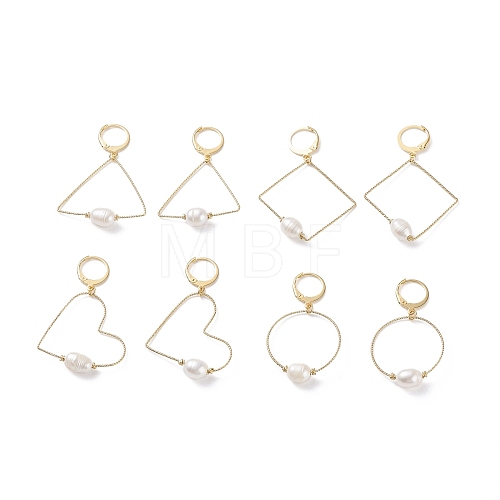 Large Geometry Wire Dangle Hoop Earrings EJEW-JE04724-1
