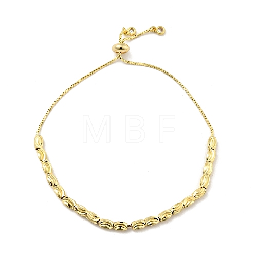 Rack Plating Brass Column Beaded Slider Bracelet with Clear Cubic Zirconia for Women BJEW-F432-02G-1