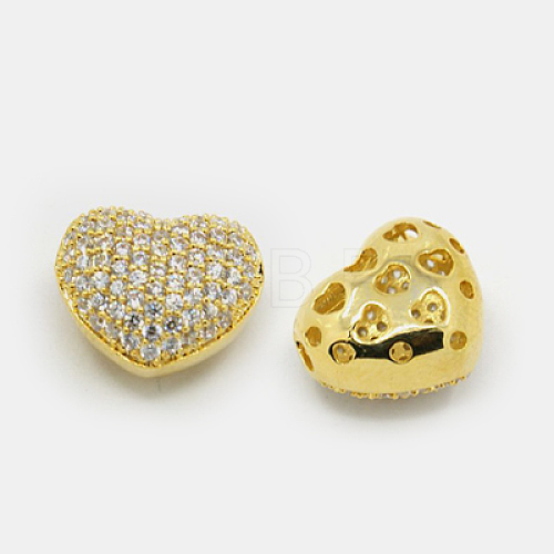 Hollow Heart Brass Cubic Zirconia Beads ZIRC-F001-136G-1