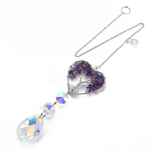 Natural Amethyst Big Pendants G-N333-008J-1