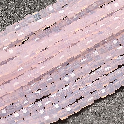 Faceted Cube Imitation Jade Glass Beads Strands EGLA-J133-A02-1