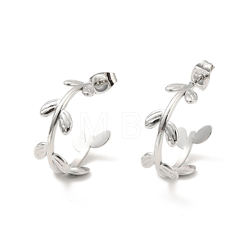 304 Stainless Steel Leaf Wrap Stud Earrings EJEW-P202-01P-1