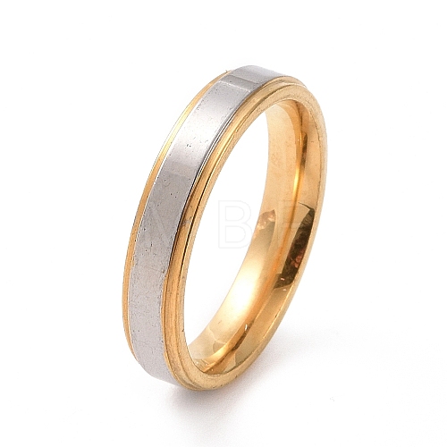 Two Tone 201 Stainless Steel Plain Band Ring for Women RJEW-I089-10GP-1