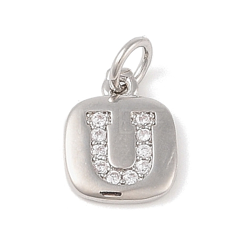 Rack Plating Brass Micro Pave CLear Cubic Zirconia Charms KK-E110-14P-U-1