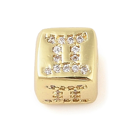 Brass Micro Pave Clear Cubic Zirconia European Beads KK-K368-01G-03-1