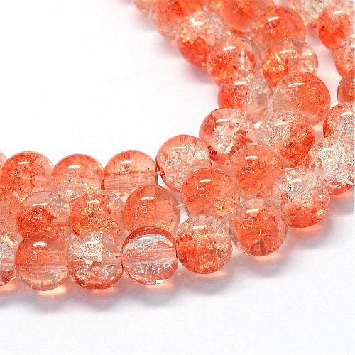 Baking Painted Transparent Crackle Glass Round Bead Strands DGLA-Q018-10mm-08-1