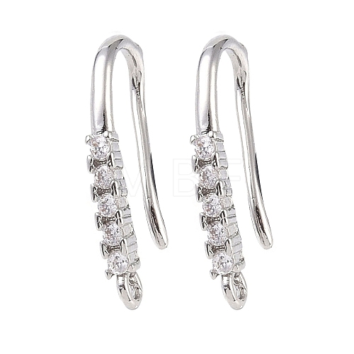 Brass Micro Pave Cubic Zirconia Earring Hooks KK-U008-10P-1