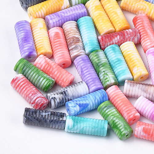 Acrylic Grooved Beads OACR-T009-01-1