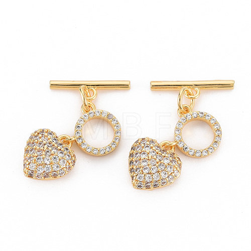 Brass Micro Pave Clear Cubic Zirconia Toggle Clasps KK-S354-295A-01-NF-1