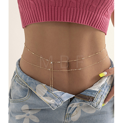 Alloy Double Layer Link Chain Tassel Belly Chains WG10755-12-1