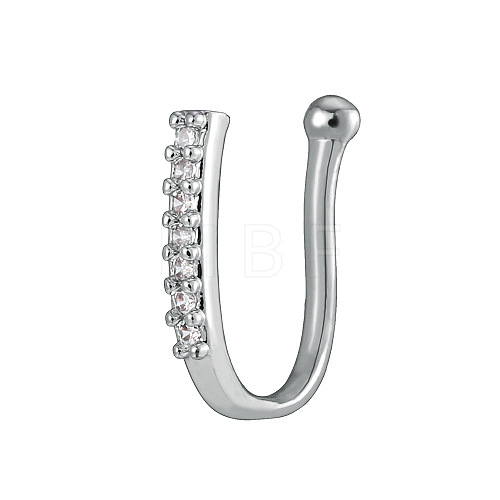 Brass Micro Pave Clear Cubic Zirconia Clip-on Nose Septum Rings WGE30AD-11-1