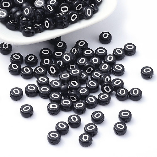 Black Acrylic Letter Beads MACR-D281-15-1