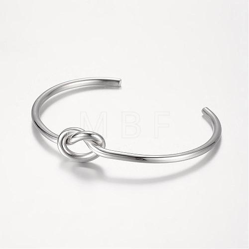 Unique Design 304 Stainless Steel Cuff Bangles BJEW-K105-07P-1