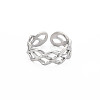 304 Stainless Steel Rhombus Hollow Open Cuff Ring for Women RJEW-S405-214P-1