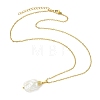 Natural Baroque Keshi Pearl Rectangle Pendant 304 Stainless Steel Cable Chain Necklaces for Women NJEW-JN06115-2
